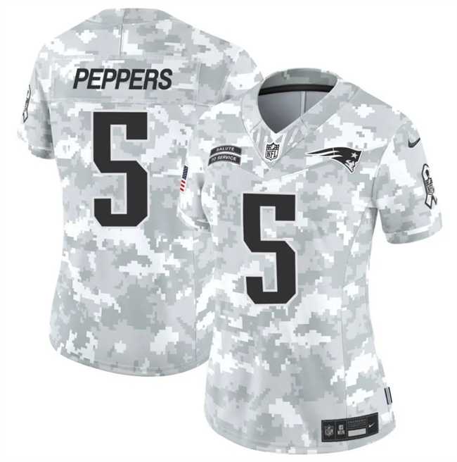 Women%27s New England Patriots #5 Jabrill Peppers 2024 F.U.S.E Arctic Camo Salute To Service Limited Stitched Jersey Dzhi